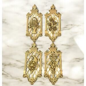 Syroco MCM Gold Four Seasons Set of 4 Wall Plaques Hollywood Regency 1971 USA
